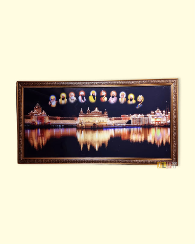 Night View of Golden Temple with 10 Gurus (Large)